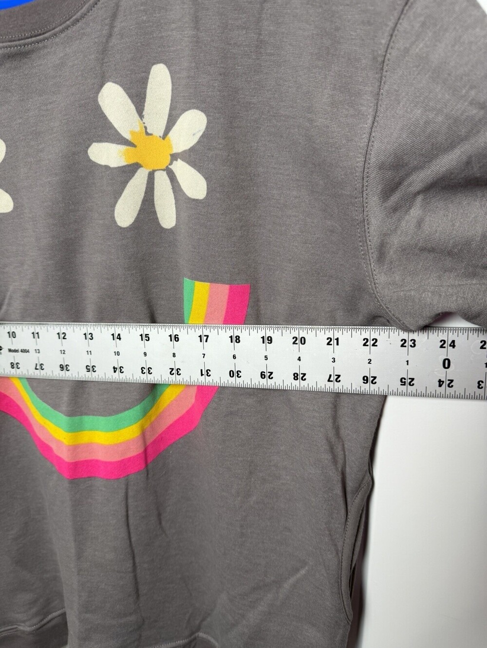 Natural Life Sweatshirt Women M Gray Rainbow Daisy Smiley Boho Pocket NWOT - Picture 7 of 10